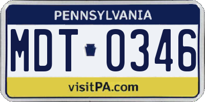 PA license plate MDT0346