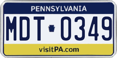 PA license plate MDT0349