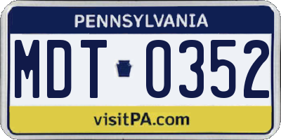 PA license plate MDT0352