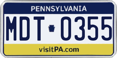 PA license plate MDT0355