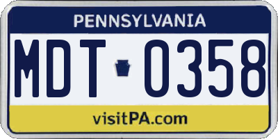 PA license plate MDT0358