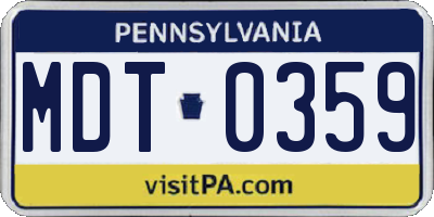 PA license plate MDT0359