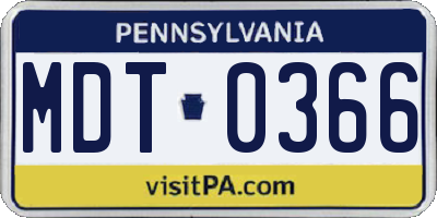 PA license plate MDT0366