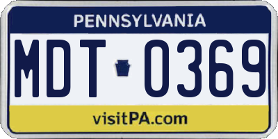 PA license plate MDT0369