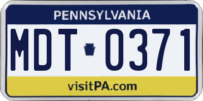 PA license plate MDT0371