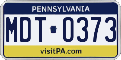 PA license plate MDT0373