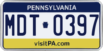 PA license plate MDT0397