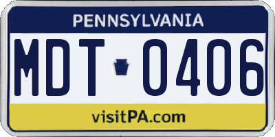 PA license plate MDT0406