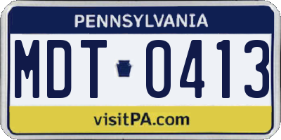 PA license plate MDT0413