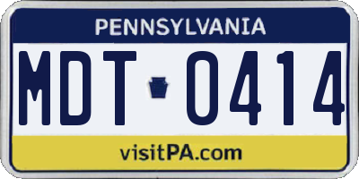 PA license plate MDT0414