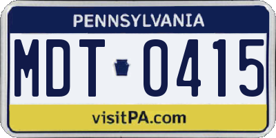 PA license plate MDT0415