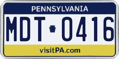PA license plate MDT0416