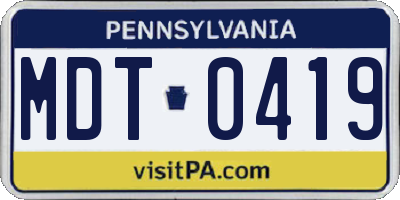 PA license plate MDT0419