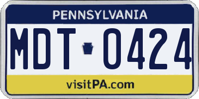 PA license plate MDT0424