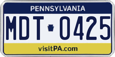 PA license plate MDT0425