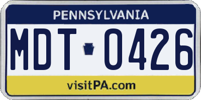 PA license plate MDT0426