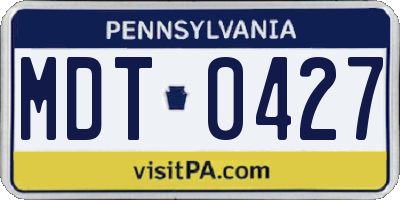 PA license plate MDT0427