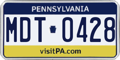PA license plate MDT0428