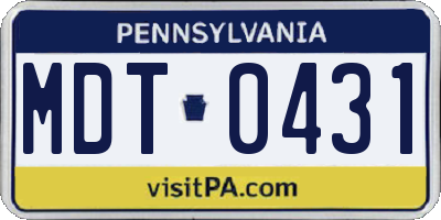 PA license plate MDT0431