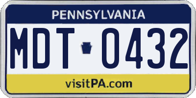 PA license plate MDT0432