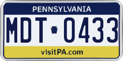 PA license plate MDT0433