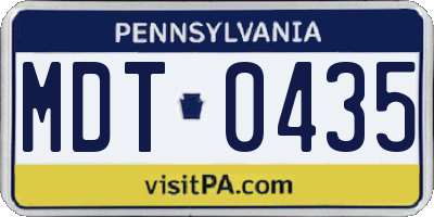 PA license plate MDT0435