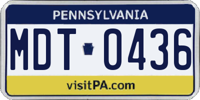 PA license plate MDT0436