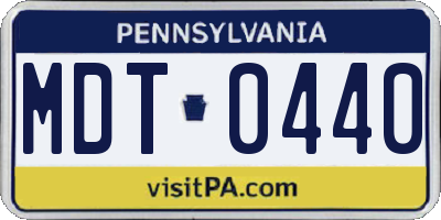 PA license plate MDT0440