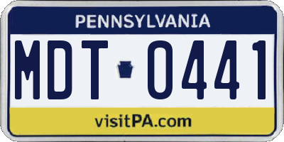 PA license plate MDT0441