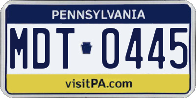 PA license plate MDT0445