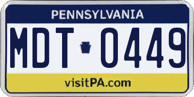 PA license plate MDT0449