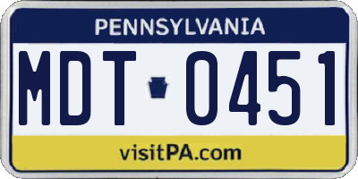 PA license plate MDT0451