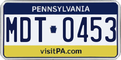 PA license plate MDT0453