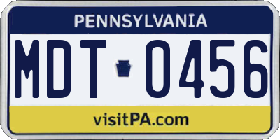 PA license plate MDT0456