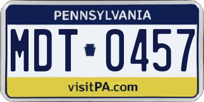 PA license plate MDT0457