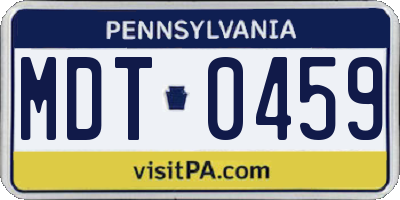 PA license plate MDT0459