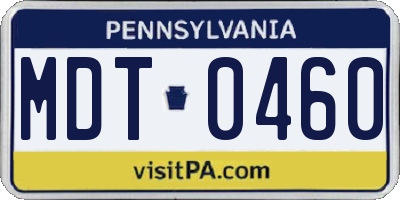 PA license plate MDT0460