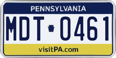 PA license plate MDT0461