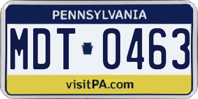 PA license plate MDT0463