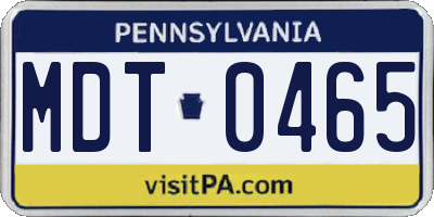 PA license plate MDT0465