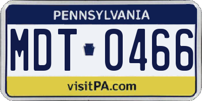 PA license plate MDT0466