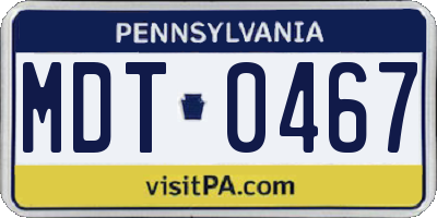 PA license plate MDT0467