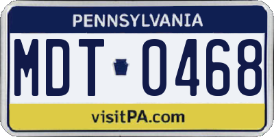 PA license plate MDT0468
