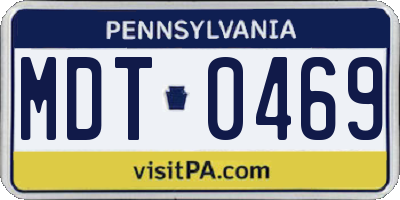 PA license plate MDT0469