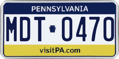 PA license plate MDT0470