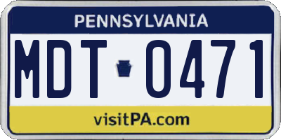 PA license plate MDT0471