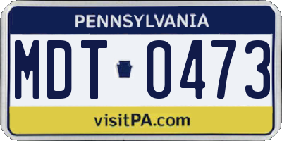 PA license plate MDT0473
