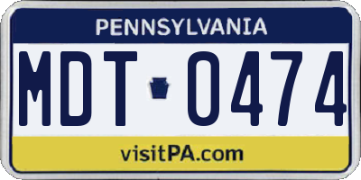 PA license plate MDT0474