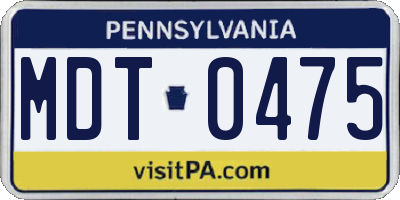 PA license plate MDT0475