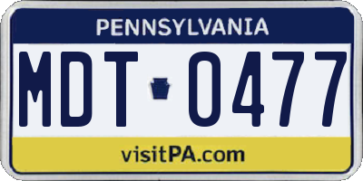 PA license plate MDT0477